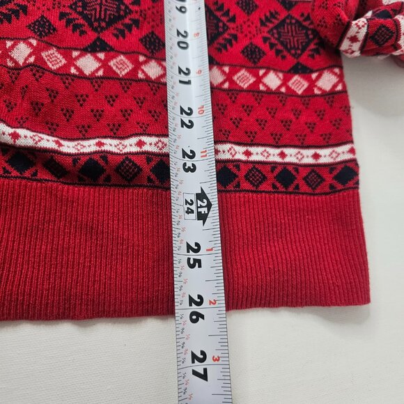 Merona Sweater Woman XXL Button Up Red Black Christmas Winter Cardigan - Picture 11 of 11